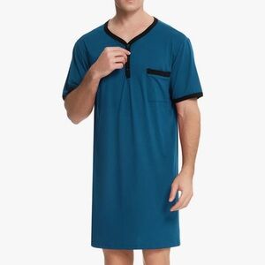 Blue Henley unisex night Shirt